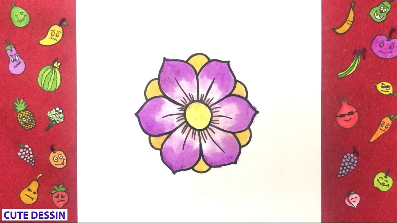 Comment dessiner et colorier une fleur mignon facilement étape par