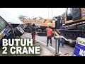 2 Unit Crane Evakuasi Truk Kontainer Peti Kemas Terguling di Tanjakan Gentong Tasik