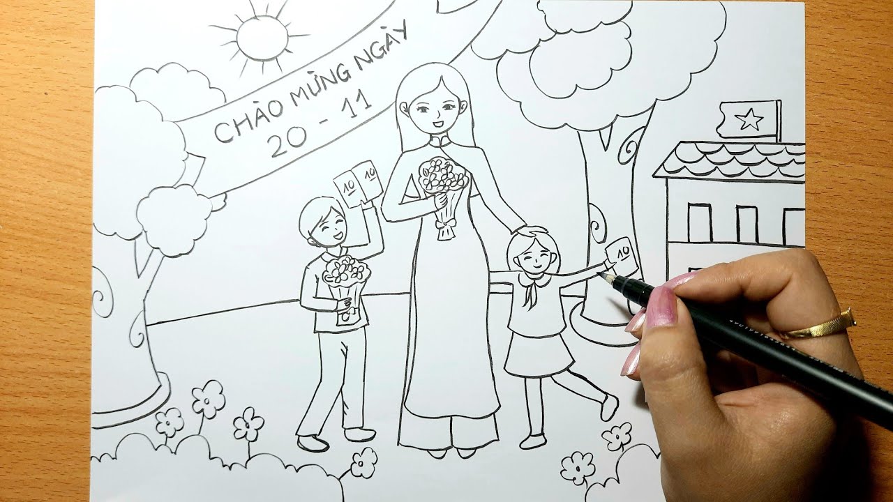 Vẽ Tranh Đề Tài Nhà Giáo Việt Nam 2011 Mỹ thuật 8  how to draw teacher  s day  YouTube