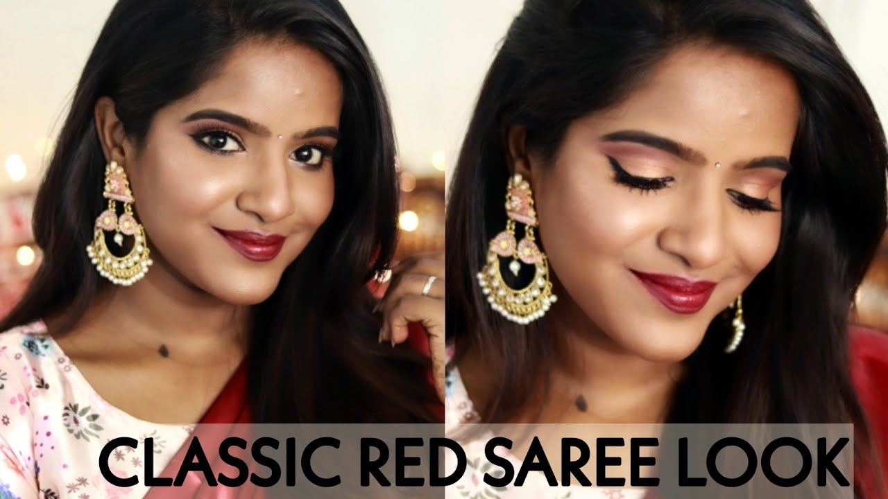 Red saree makeup look /Red Eye Makeup Look For Bignners - YouTube