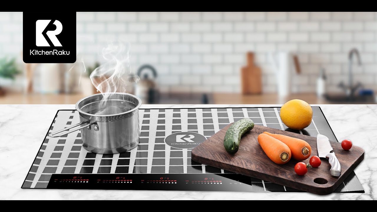KitchenRaku Große Induktions-Schutzmatte – 61 X 53 Cm – Rutschfestes Silikon, BPA-frei, Hitzebeständig Bis 230 °C – Schützt Ihr Kochfeld Vor Kratzern Und Flecken