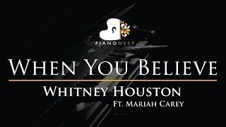 Miniatura de vídeo de "Whitney Houston Ft. Mariah Carey - When You Believe - Piano Karaoke / Sing Along Cover with Lyrics"