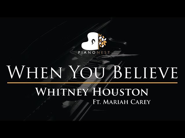 Whitney Houston Ft. Mariah Carey - When You Believe - Piano Karaoke / Sing Along Cover with Lyrics class=