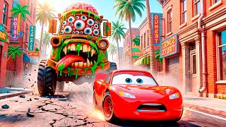 Epic Escape Lightning McQueen & Mater vs giant Tractor Zombie-car in BeamNG.Drive #11 screenshot 4