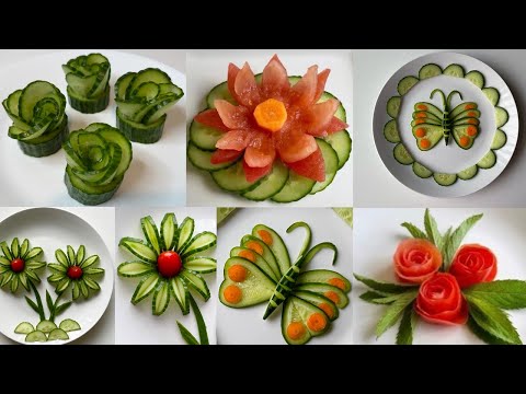 5 Super Salad Decoration ideas / Easy and Beautiful salad decoration / Tomato & cucumber decoration