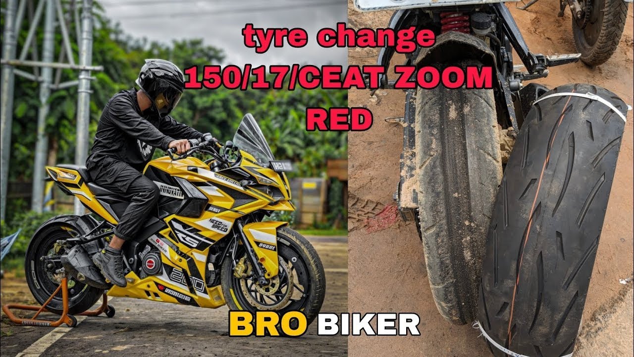 CEAT ZOOM RED 150 section Tyre Install on my Pulsar RS 200 || Modified RS 😱