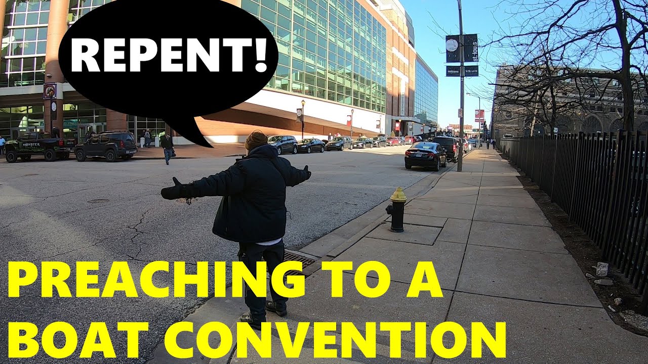 Street Preacher Visits the Boat Show