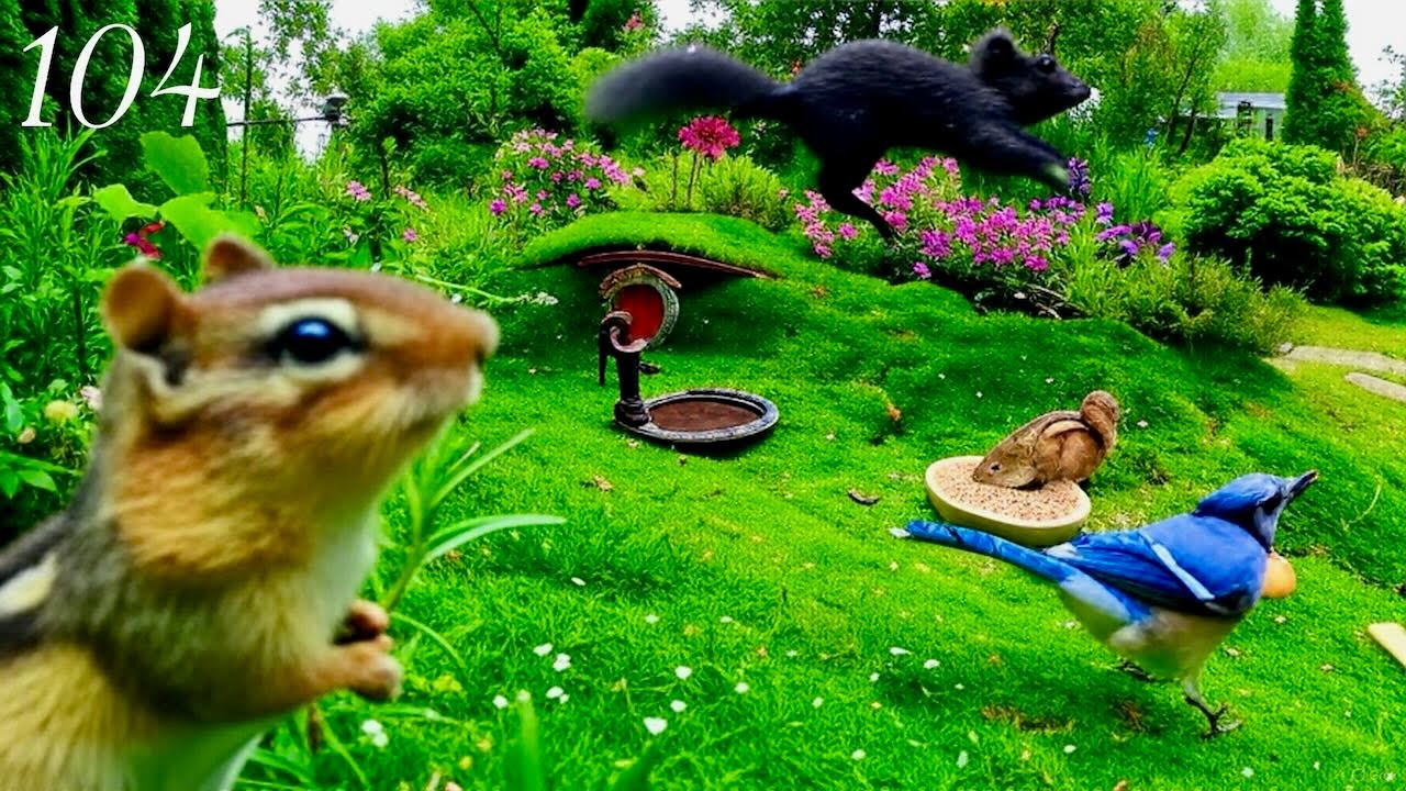 4-Hour Cat TV: Non-Stop Chipmunks, Squirrels & Birds in 4K Action! Episode 104