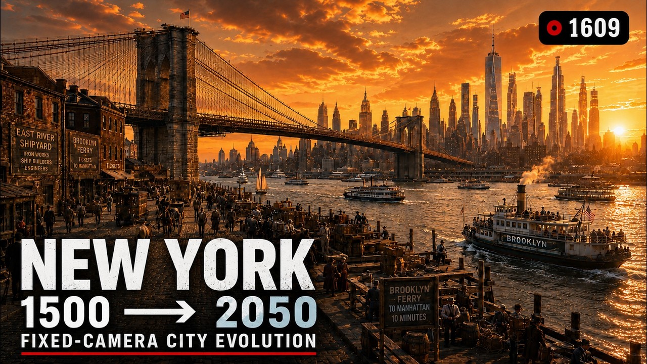 Evolution of New York City | Fixed-Camera Timelapse: 550 Years of the Brooklyn Bridge