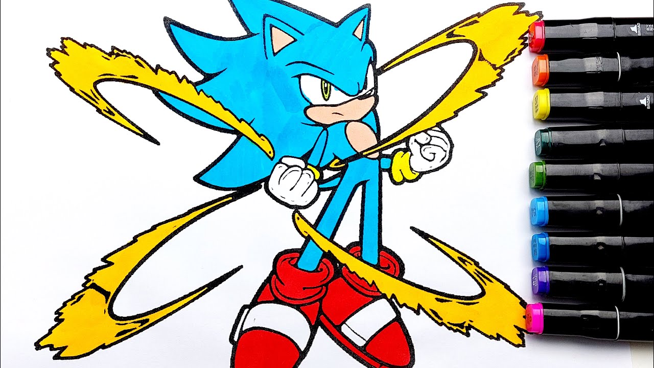 How to draw Sonic Bum with markers drawing for kids\Как нарисовать ...
