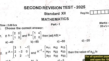 12th maths 2nd revision 2025 original question paper English medium chengalpattu dt|model 2026