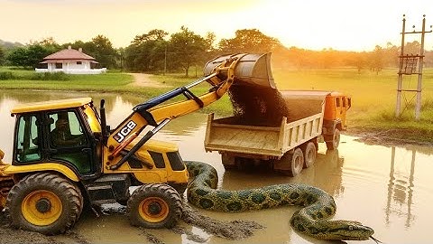 New Jcb 3dx Muddy Pulling Out Mud Loading Dump Truck | Jcb ki khudai | Tractor Cartoon | Jcb Cartoon