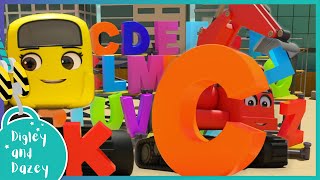 Minisode: Working Hard on the Alphabet! 🚧 🚜 | Digley and Dazey | Kids Construction Truck Cartoons