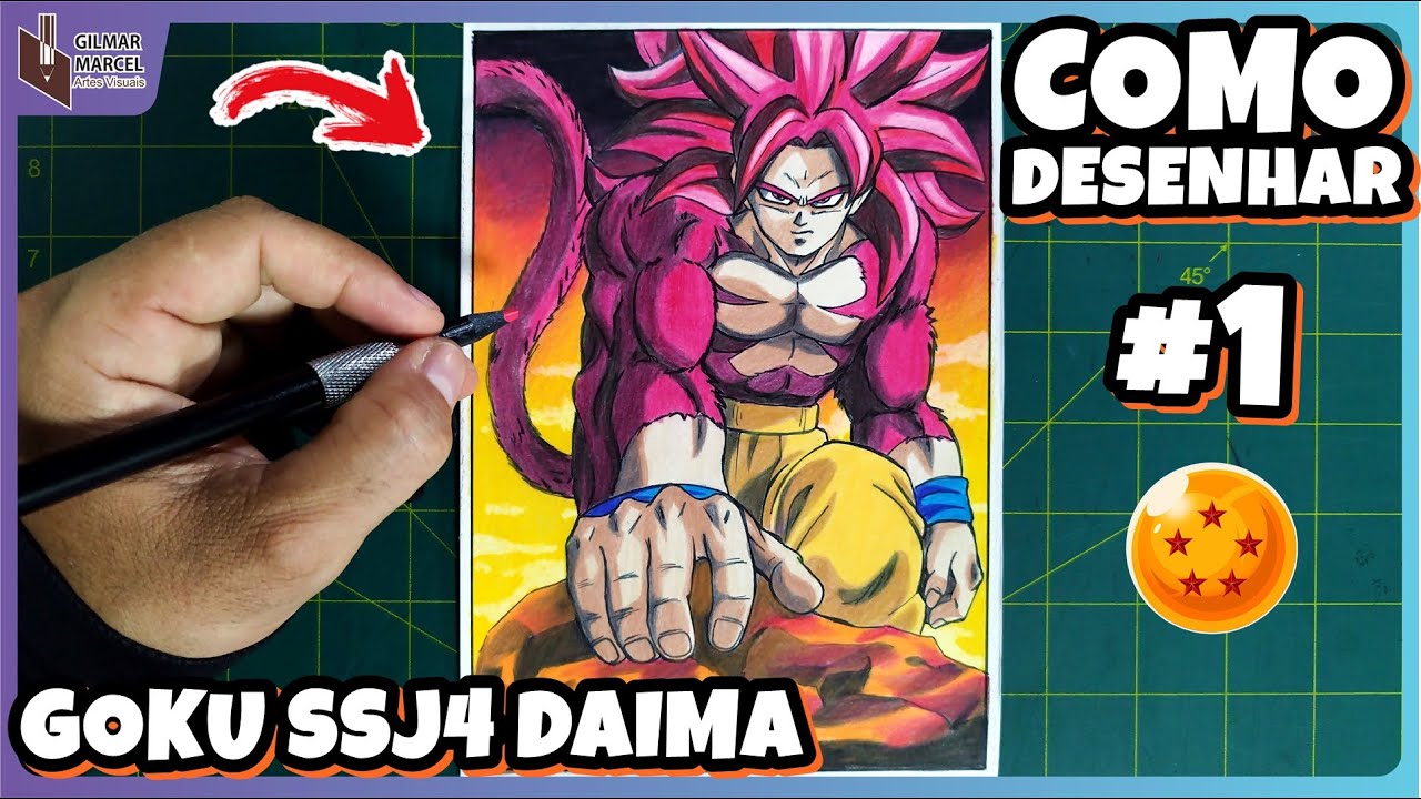 COMO DESENHAR O GOKU SSJ4 ADULTO DRAGON BALL DAIMA PASSO A PASSO ...