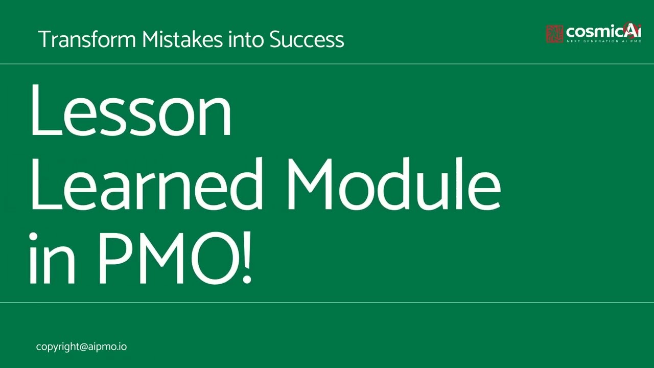 Lesson Learned Module in cosmic Next Generation AI PMO Software