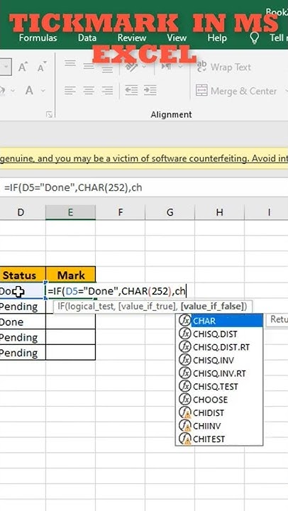 How to add Check Mark in MS EXCEL Tutorial 2019 - YouTube
