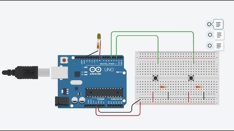 A circuit that contains two push buttons, an LED, and any other basic components you think you need.