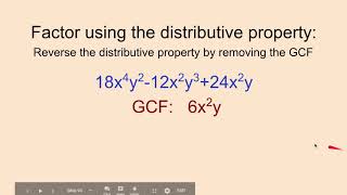 Factoring Using the Distributive Property