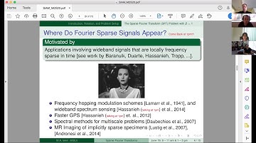 Minisymposium on Sparse Approximation, Sublinear-time Algorithms, and Applications Part I or II