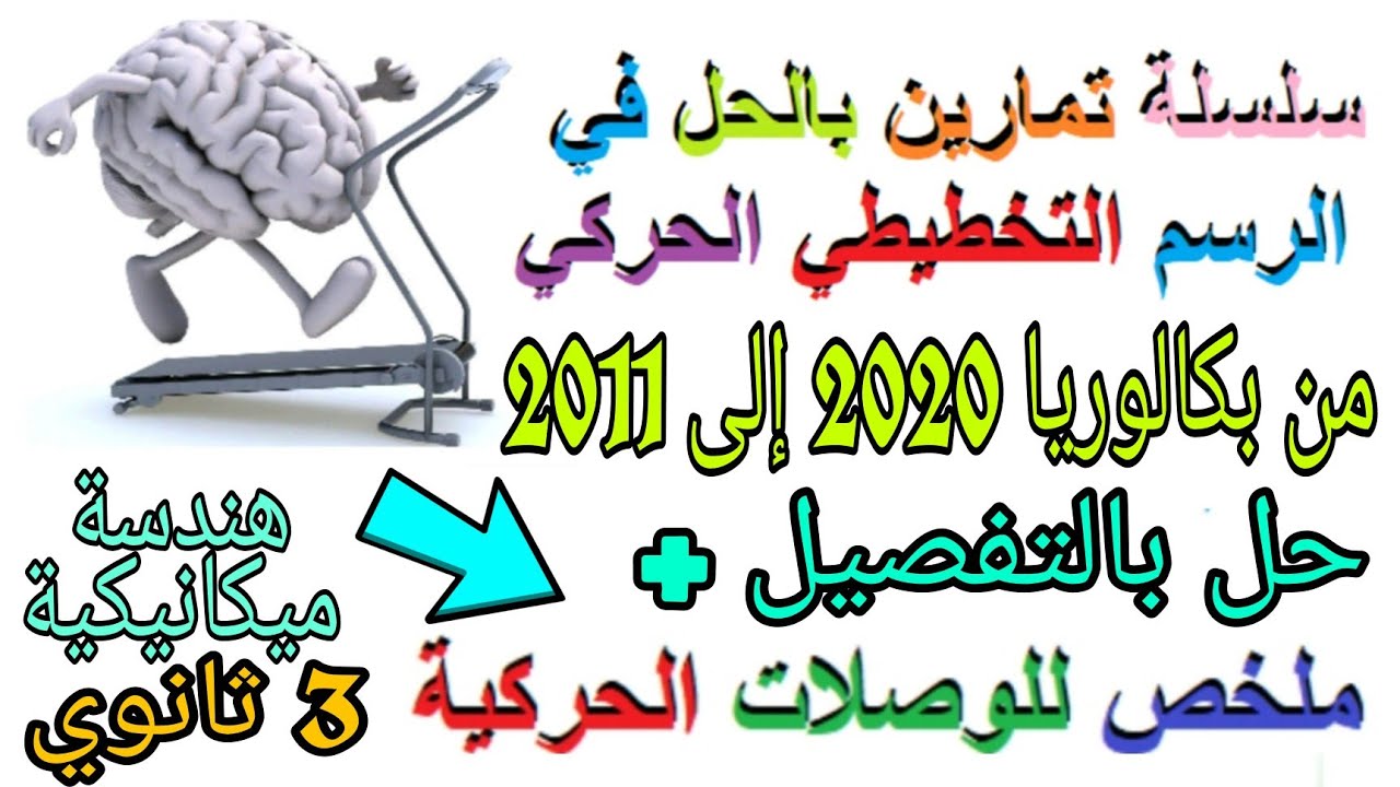 حل سلسلة تمارين بالتفصيل من باك2020الى2011 في رسم تخطيطي حركي الهندسة الميكانيكية بكالوريا 3 ثانوي