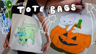 Painting your own tote bags ☆彡 ARTIST STUDIO VLOG ☆彡