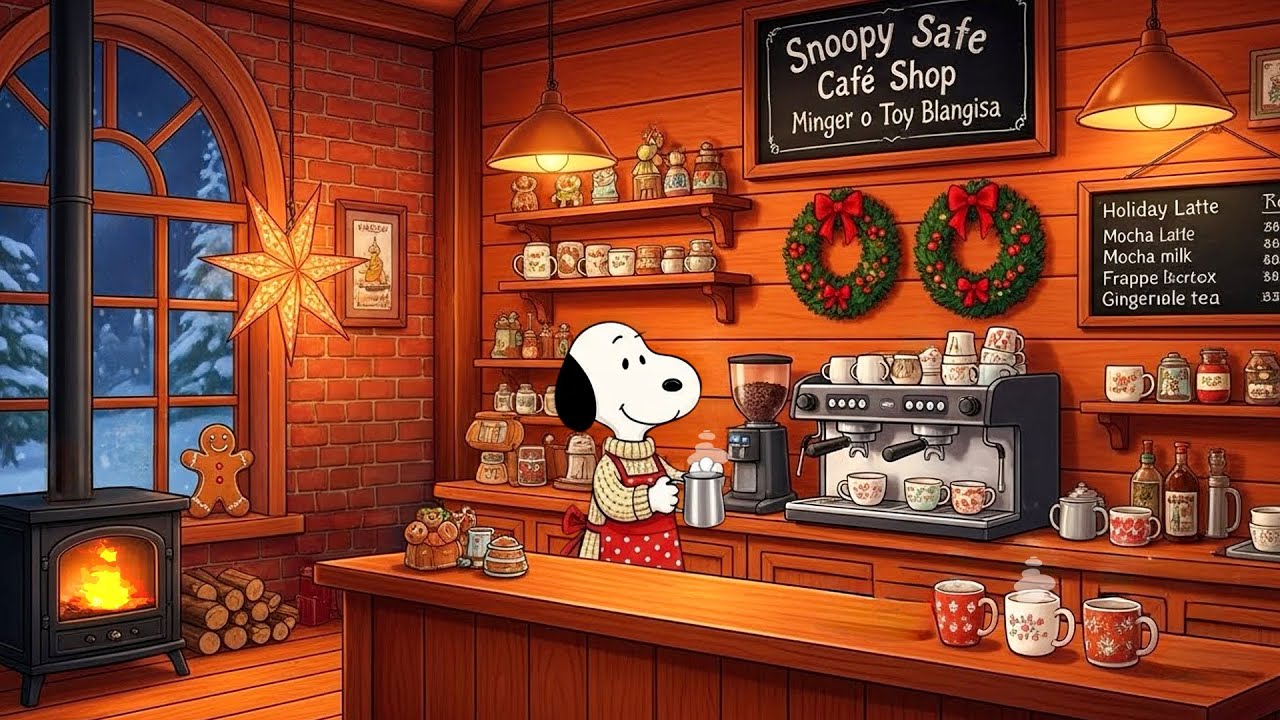 Snoopy’s Winter Coffee Shop ☕ Warm Lofi Café Vibes ❄️ Calm Lofi Music for Study & Chill