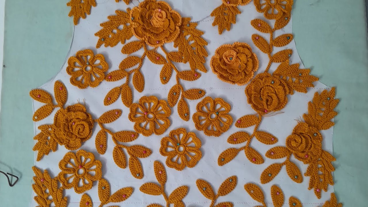 ถักใบไม้ใบเล็กเป็นช่อๆ  ง่ายๆสไตล์ฝนทิพย์🌿