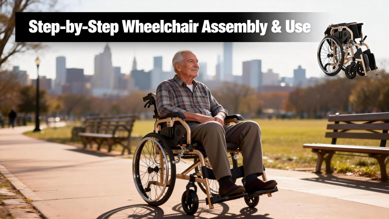 Step by Step Wheelchair Assembly & Use | Foldable Lightweight Wheelchair