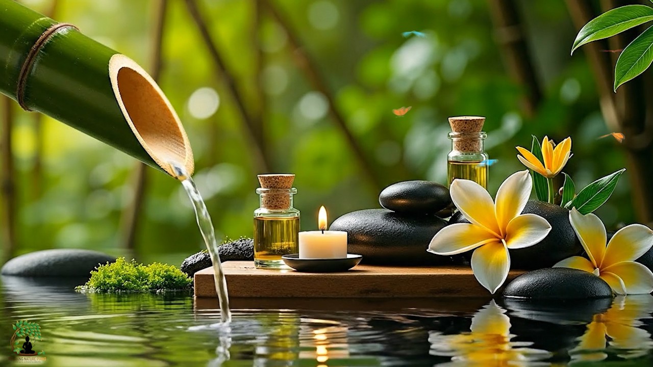 Relaxing Sleep Piano Music with Bamboo Water 🌿 Deep Sleep, Stress Relief & Nature Sounds, Meditation