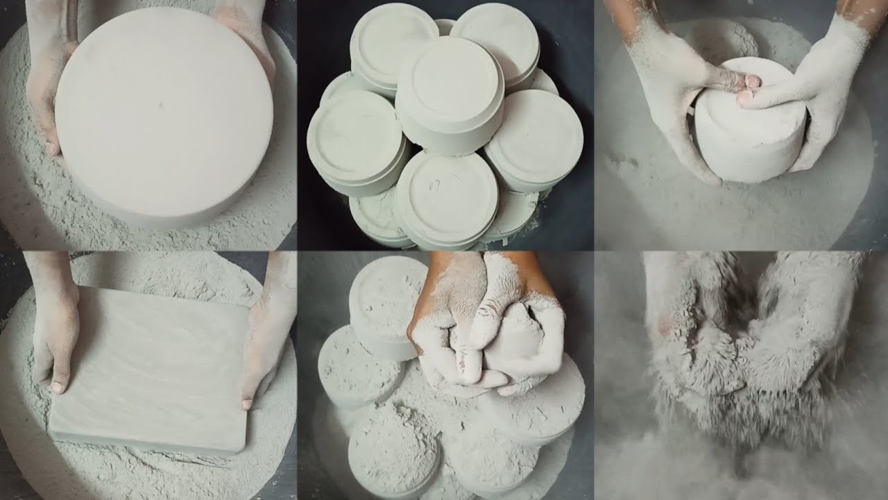 HBD🎂🥳Dear@specialspiggle || White+Grey Cement Mix Dusty Dry Crumbling & Powder Play ASMR #1128