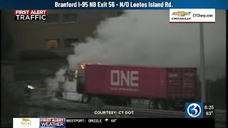 FIRST ALERT TRAFFIC: Crash, vehicle fire closes I-95 ramp in Branford
