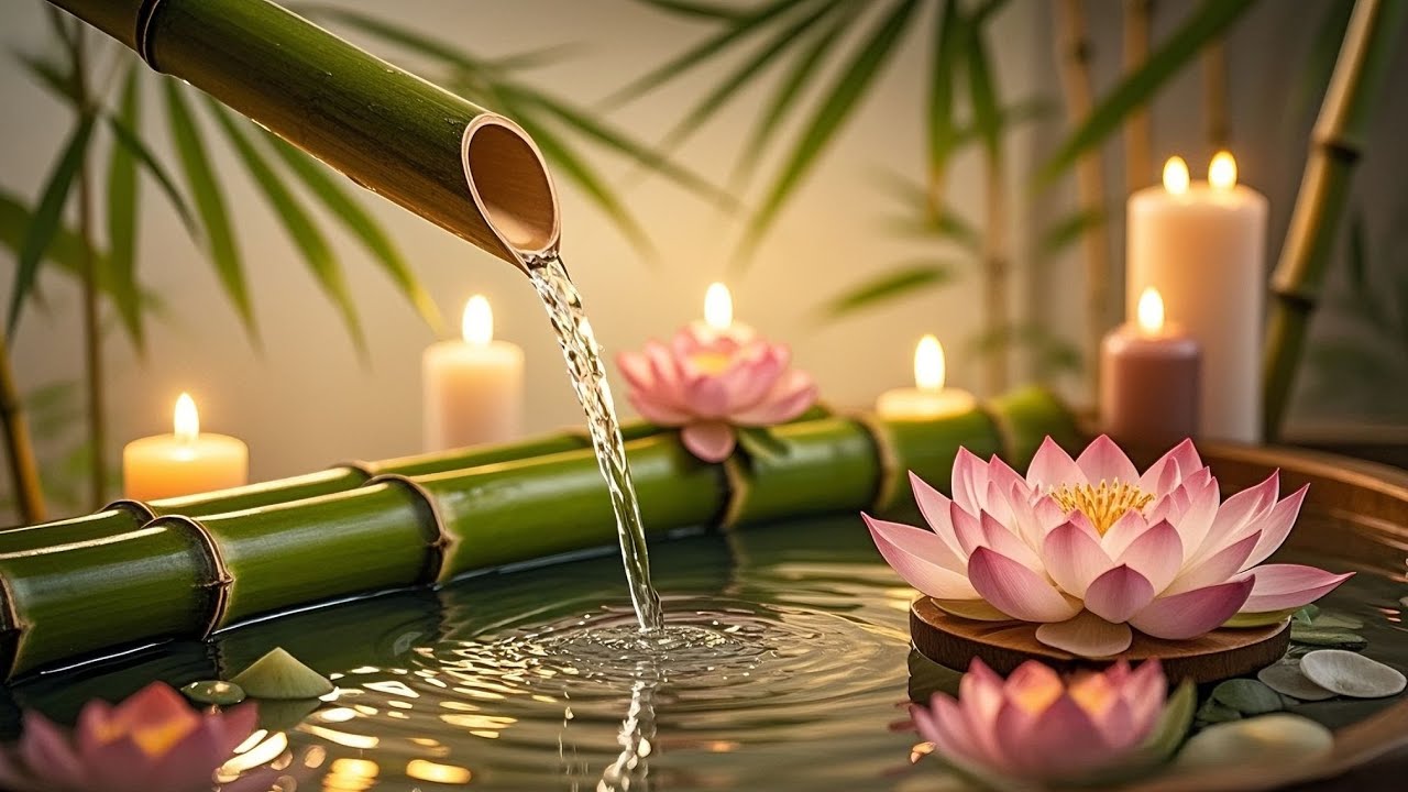 Deep Sleep Piano Music with Soft Bamboo Water