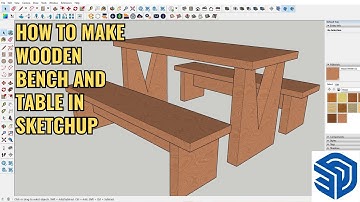SKETCHUP FOR BEGINNER HOW TO MAKE WOODEN BENCH AND TABLE IN SKETCHUP