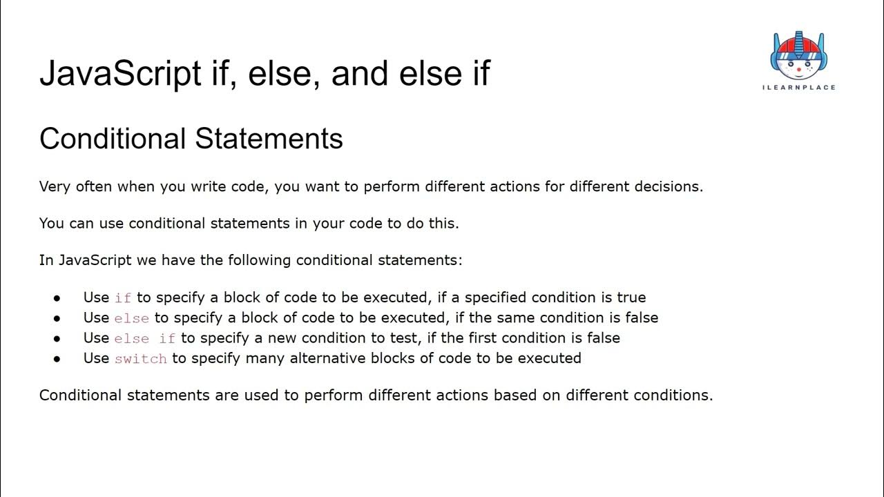 if else conditional statement in Javascript - YouTube