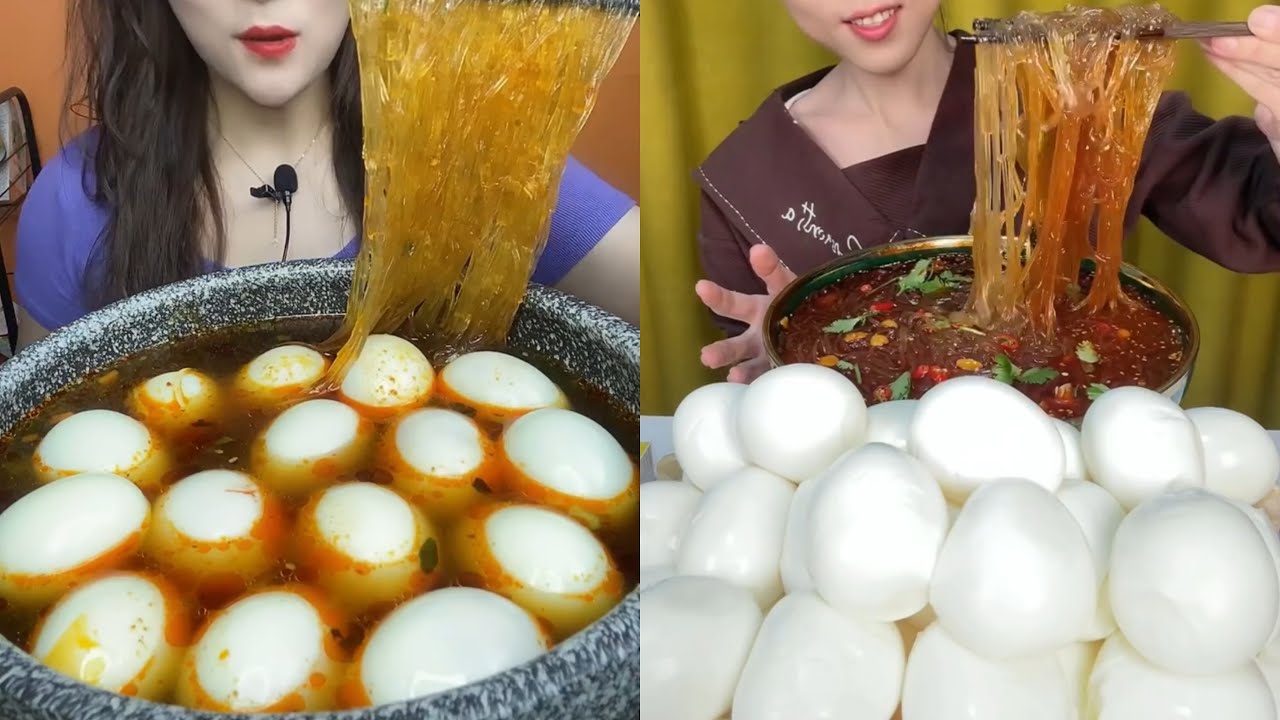 MUKBANG 먹방 EATING SPICY NOODLES and SOFT BOIL EGGS chewy sounds | ASMR | chinese foods 辣面鸡蛋