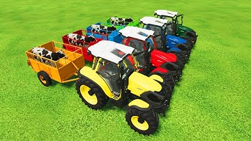 TRANSPORTING COWS WITH COLORED MINI TRACTORS & MAN TRUCKS - Farming Simulator 22