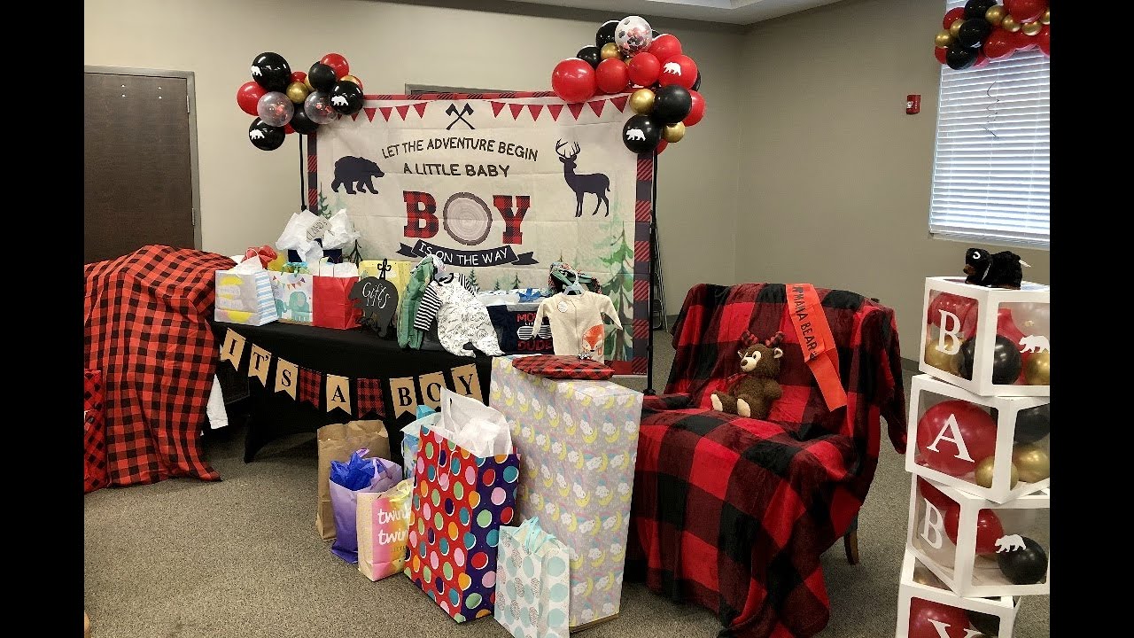 Lumberjack Baby Shower Set Banner Buffalo Plaid Rustic Hunter Theme It's A Boy Camping Bear B Review
