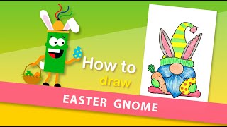 How to draw a Easter Gnome. Draw a funny Bunny Gnome with Easy Pen
