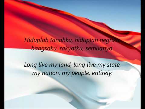 National Anthem of Indonesia - "Indonesia Raya" (Great Indonesia) Includes lyrics in both Indonesian and English.