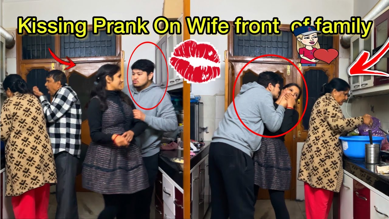 Kissing prank on Wife in front of family Il epic reaction of wife Il prank @NikkRicha Vlogs