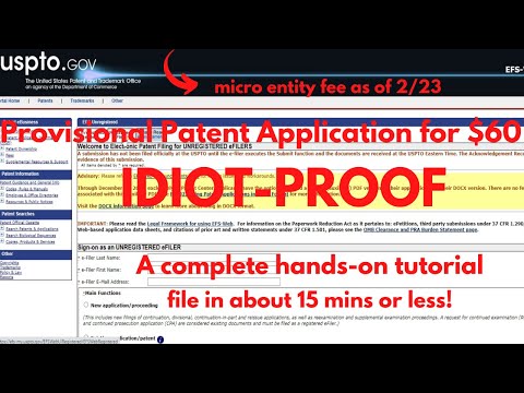 PROVISIONAL PATENT APPLICATION for $75...   IDIOT - PROOF...  best complete... HOW TO...  for 2022