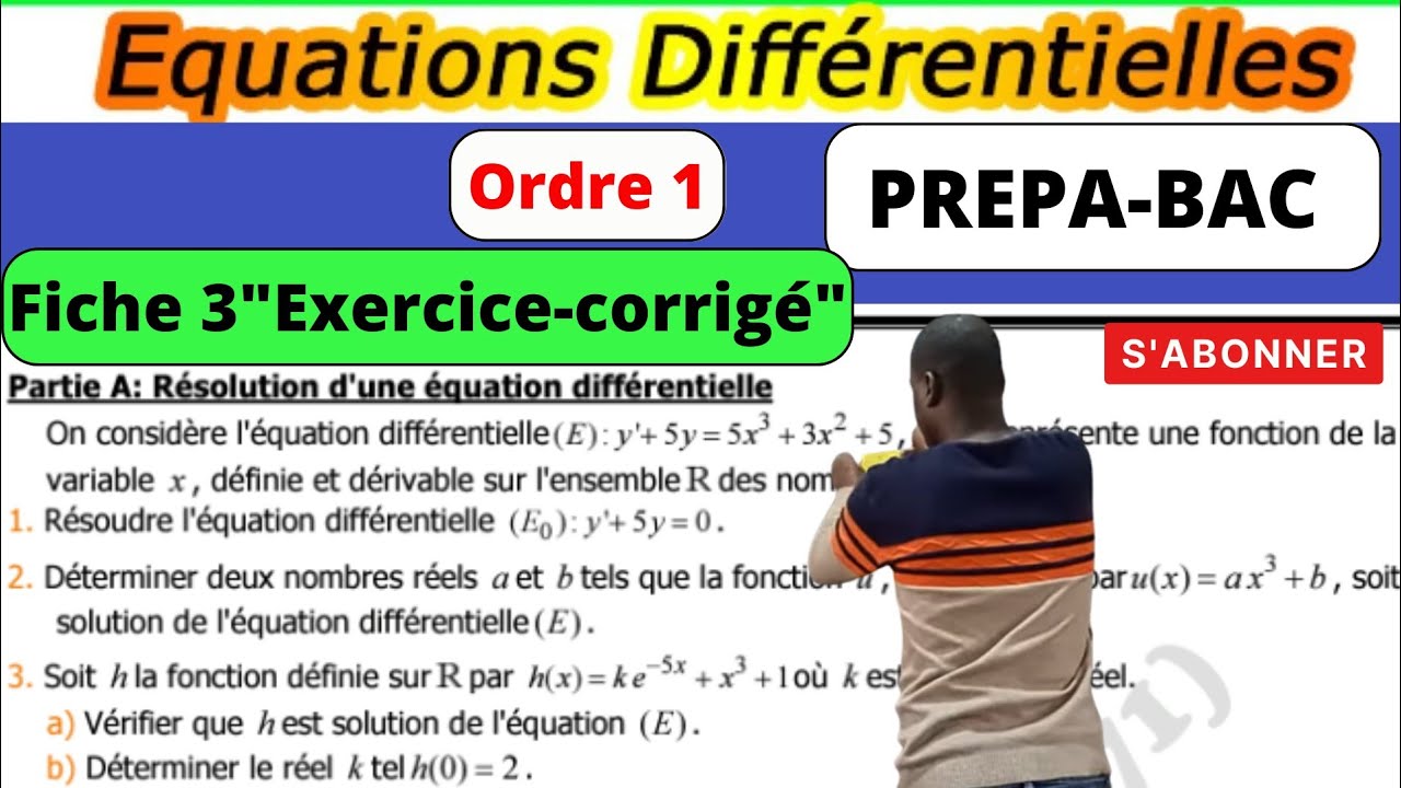 #Equation_différentielle_Ordre I#Fiche 3#PREPA-BAC#Exercice-corrigé