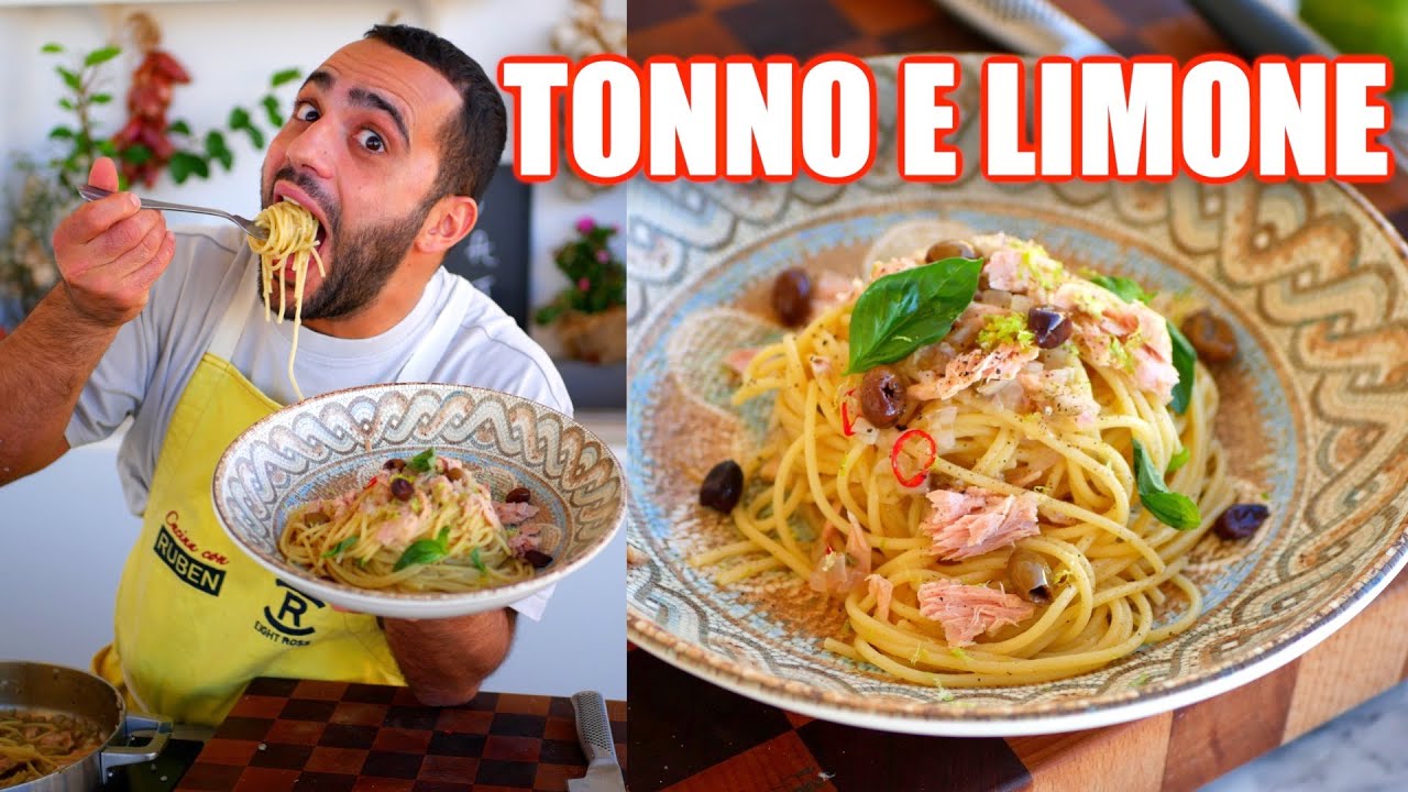 Spaghetti with Tuna and Lemon with Taggiasca Olives, Chili Pepper and Basil