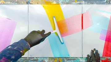 Colorful Abstract Painting With Squeegee and Spray Paint | Martius