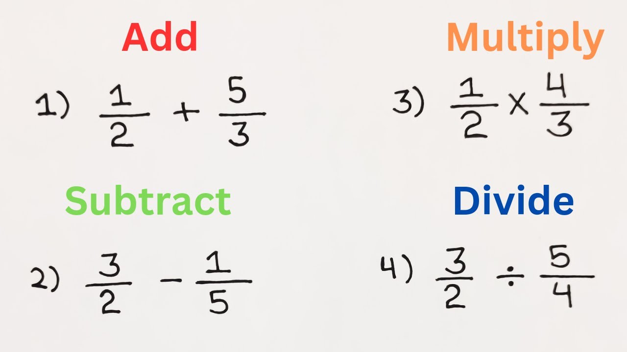Addition , Subtraction , Multiplication and Division of Fractions - YouTube