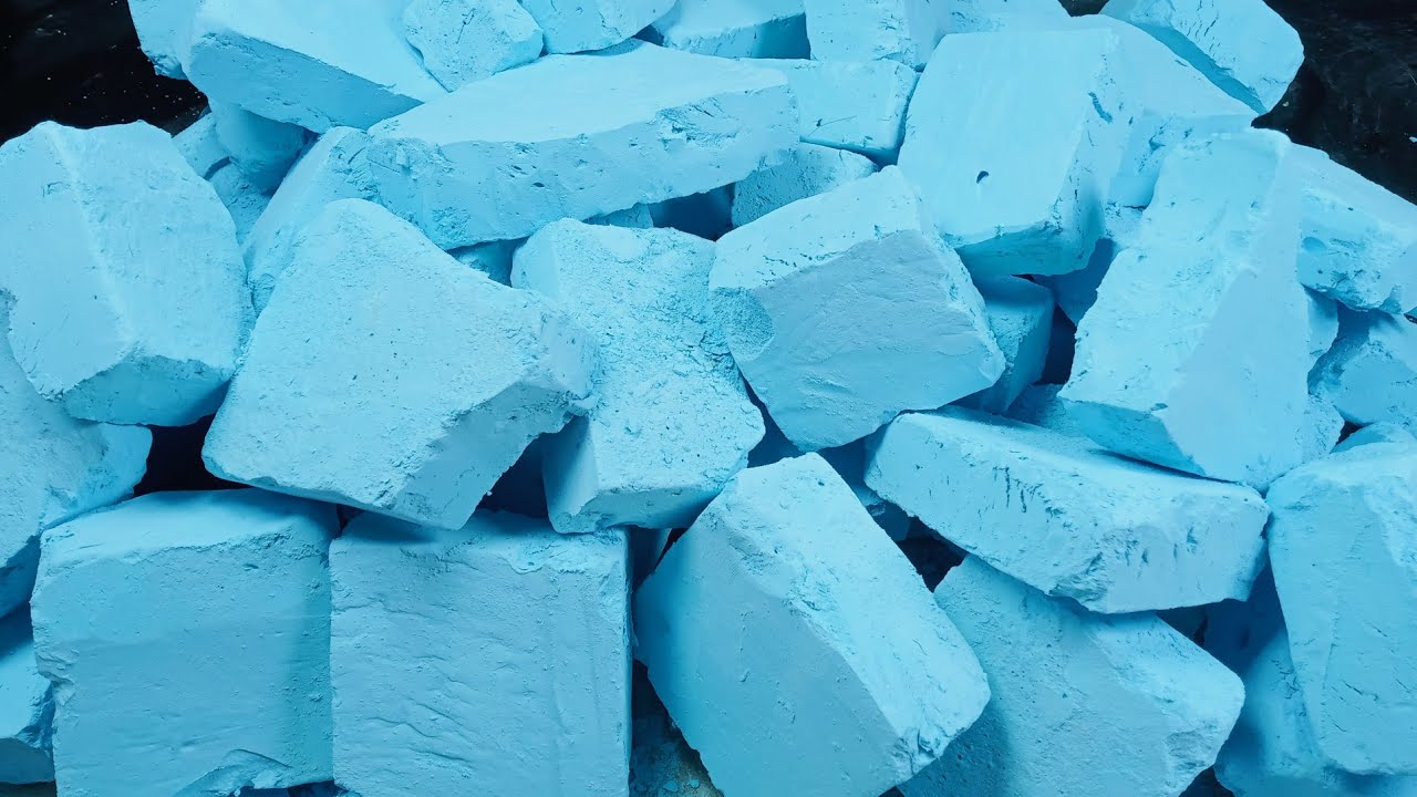 Sky blue soft [ Fluffy + powdery + buttery]  blocks crushing oddly satisfying ASMR 