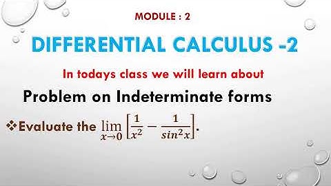 Evaluate || lim_(𝒙→𝟎)⁡[𝟏/𝒙^𝟐 −𝟏/((𝒔𝒊𝒏)^𝟐 𝒙)] || Differential Calculus ||
