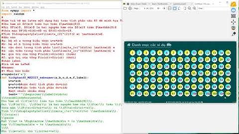 Tìm hiểu code python tạo mã LaTeX 105 câu tương tự Câu 40 đề minh họa Toán 2023#tíchphân#python