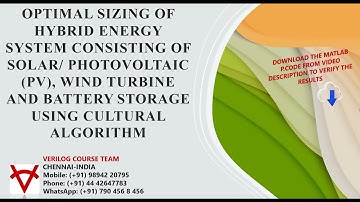 OPTIMAL SIZING OF SOLAR/ PV,WIND TURBINE AND BATTERY STORAGE-HYBRID ENERGY SYSTEM-CULTURAL ALGORITHM