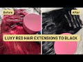 Dying my Luxy hair extensions from BRIGHT RED to BLACK
